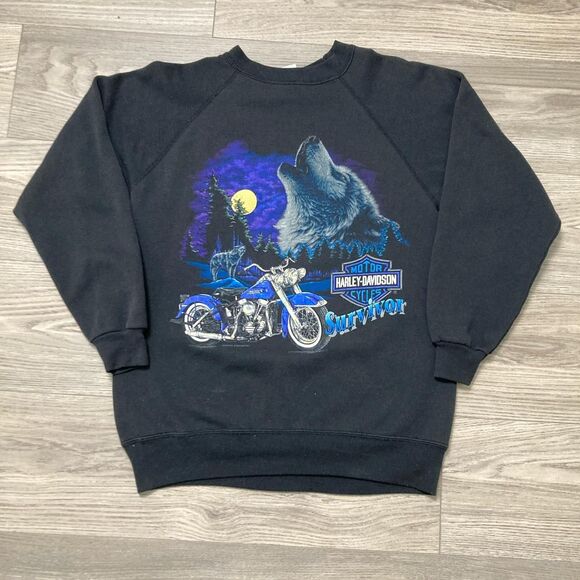 Vintage 90s Harley-Davidson Biker Motorcycle Crew Neck Sweatshirt Sweater Size M - Picture 1 of 5